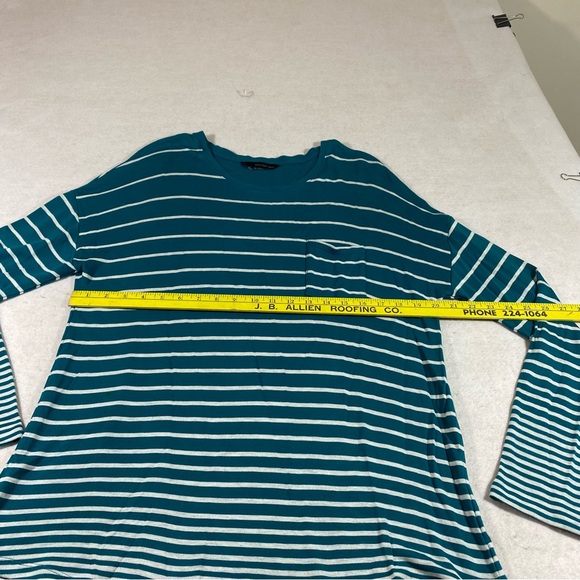 Calvin Klein Jeans Shirt Top Long Sleeve Scoop Neckline Woman’s striped Blouse - Picture 9 of 9